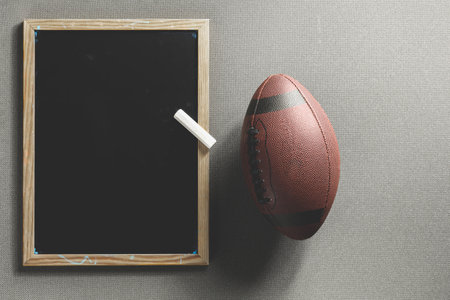 american football ball blackboardの写真素材