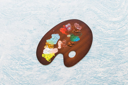 top view paint palette. Resolution and high quality beautiful photoの写真素材