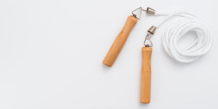 top view jump rope with copy spaceの写真素材
