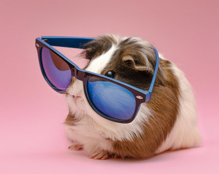 cute guinea pig wearing sunglasses. Resolution and high quality beautiful photoの写真素材