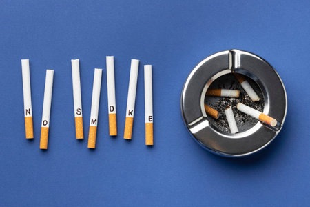 top view no tobacco day elements compositionの写真素材