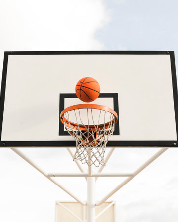 low angle basketball hoopの写真素材