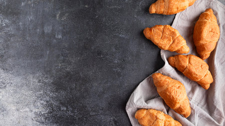 top view fresh croissantsの写真素材