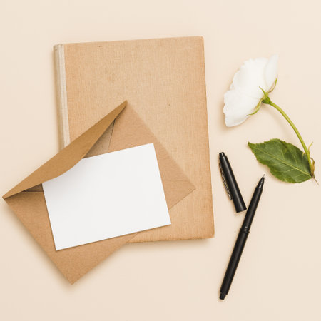 top view envelope flower book. Resolution and high quality beautiful photoの写真素材