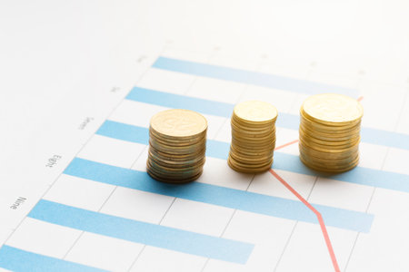 piles coins top graphの写真素材