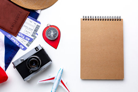 top view travel kit elementsの写真素材