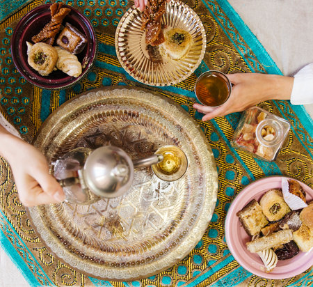 ramadan concept with food teの写真素材