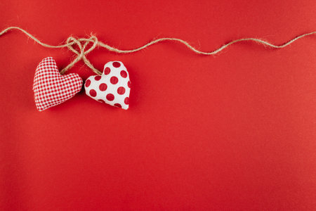 small soft hearts with rope tableの写真素材