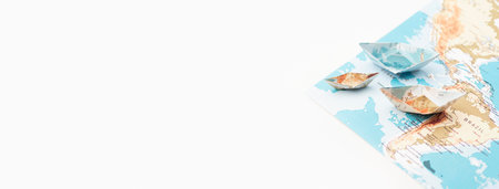 travel concept paper boats frameの写真素材