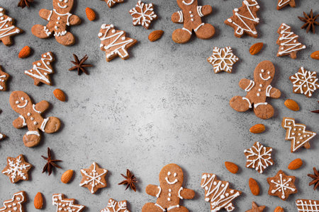 top view assortment gingerbread cookies. Resolution and high quality beautiful photo