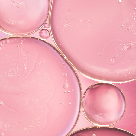 translucent oil drops liquid smooth rose blurred background. Resolution and high quality beautiful...