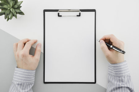 flat lay concept clipboard. Resolution and high quality beautiful photoの写真素材