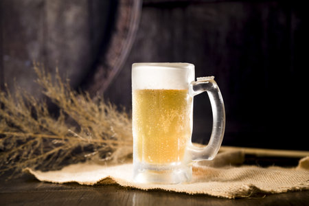 beer jar with blurred branch. Resolution and high quality beautiful photoの写真素材