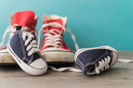 decorative background with colored shoesの写真素材