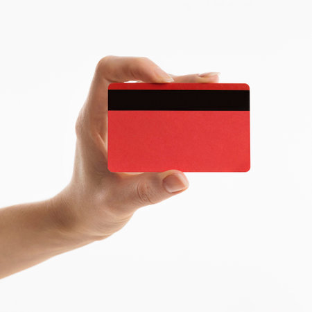 front view hand holding credit card