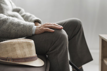 side view man with his hat nursing home. Resolution and high quality beautiful photoの写真素材