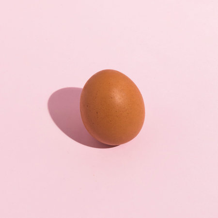 small brown chicken egg pink table