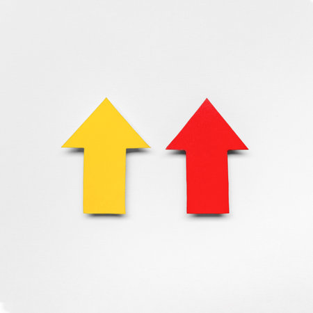 red yellow arrow signs . Resolution and high quality beautiful photoの写真素材