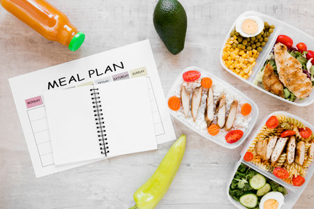 flat lay assortment tasty mealの写真素材