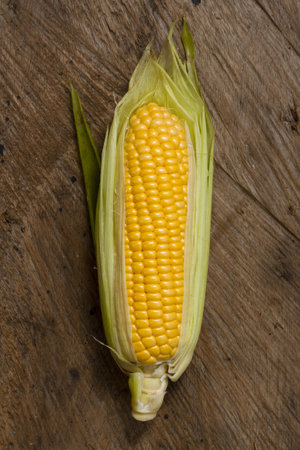 top view corn with wooden background. Resolution and high quality beautiful photo
