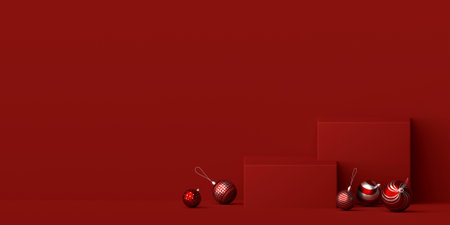 Geometric podium with Christmas ball for product advertisement, 3d illustrationの写真素材