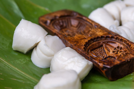 The production process of traditional Chinese snacks, rice strips, is a delicacy made from riceの写真素材