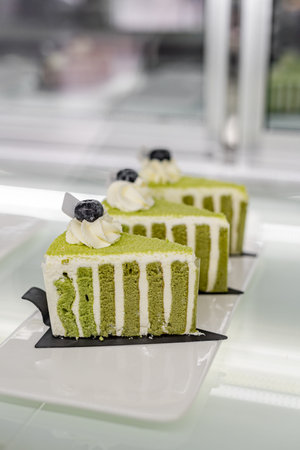 Exquisite Western cakes and desserts are on a white plate