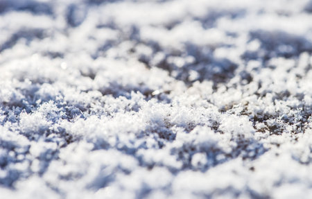 Close up of white snow on the groundの写真素材