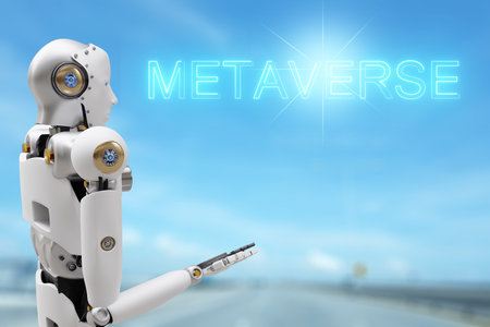 Robot community metaverse for VR avatar reality game virtual reality of people blockchain connect technology investment, business lifestyle 2022..の写真素材
