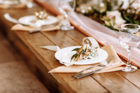 professional table setting. selective focus. decorated tableの写真素材