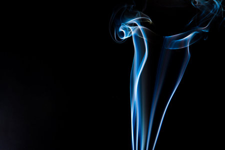 Blue smoke on black background, smoke abstract