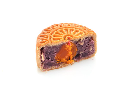 Chinese moon cake purple sweet potato and egg yolk flavour