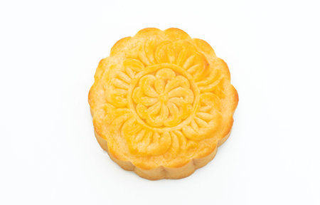 moon cake custard flavour on white background