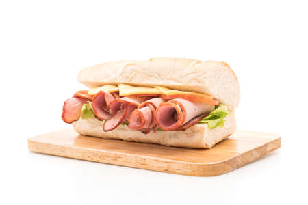 Ham and salad submarine sandwichの写真素材