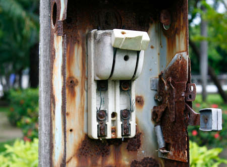 old electricity switch, breakerの写真素材