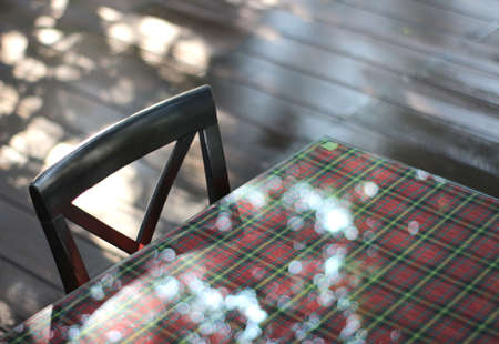 Table and chairs, outdoor cafe restaurantの写真素材