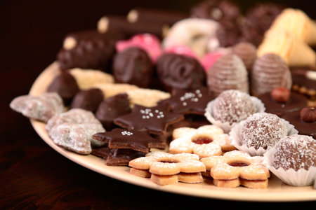 Czech Christmas cookies stacked on a white plate