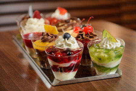 Dessert in cup and tray for party