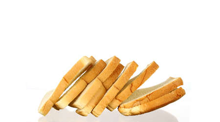sliced bread on white backgroundの写真素材