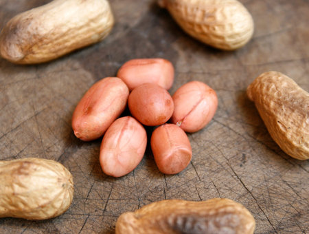 Peanuts on old wooden