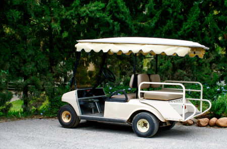 Golf car with back seatの写真素材