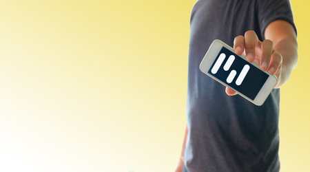 a man using hand holding the smartphone with blank message template