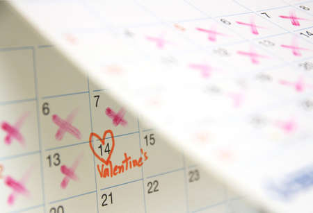 calendar show of valentine day February 14 , valentines day appointment conceptの写真素材
