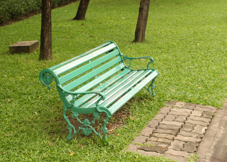 chair in the park as green grass color