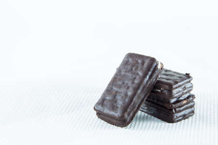sandwich cookies on white background.の写真素材