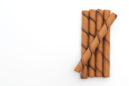 chocolate wafer stick rollの写真素材