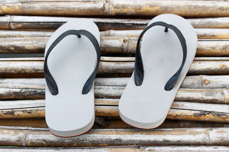 a pair of sandal on bambooの写真素材