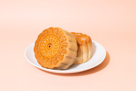 Chinese moon cake on plate
