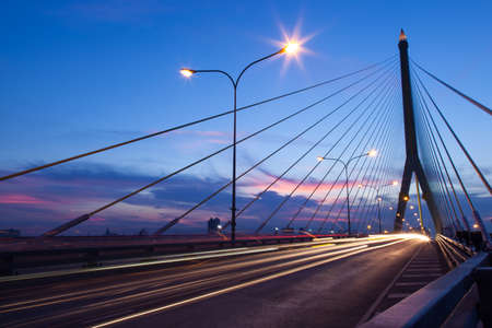 traffic on bridge at evening.の写真素材