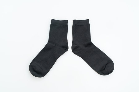 black sock on white background